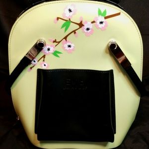 Beijo Green Flower Patent Backpack Custom Purse